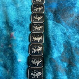 Vintage Scam, silver, eight panel cuff bracelet
